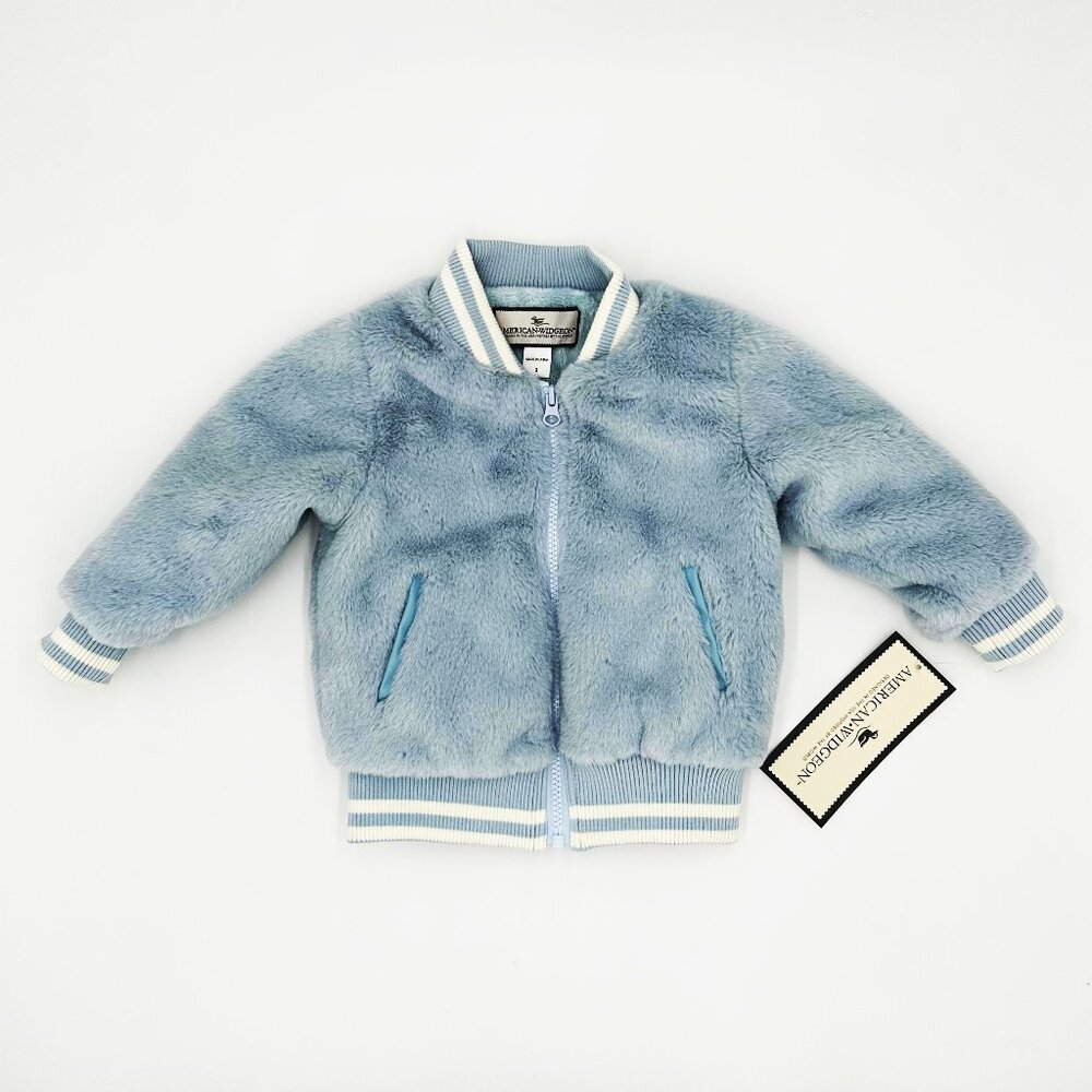 FALL NWT American Widgeon Faux Fur Blue Varsity Jacket — Size 2T (Tag size 2)